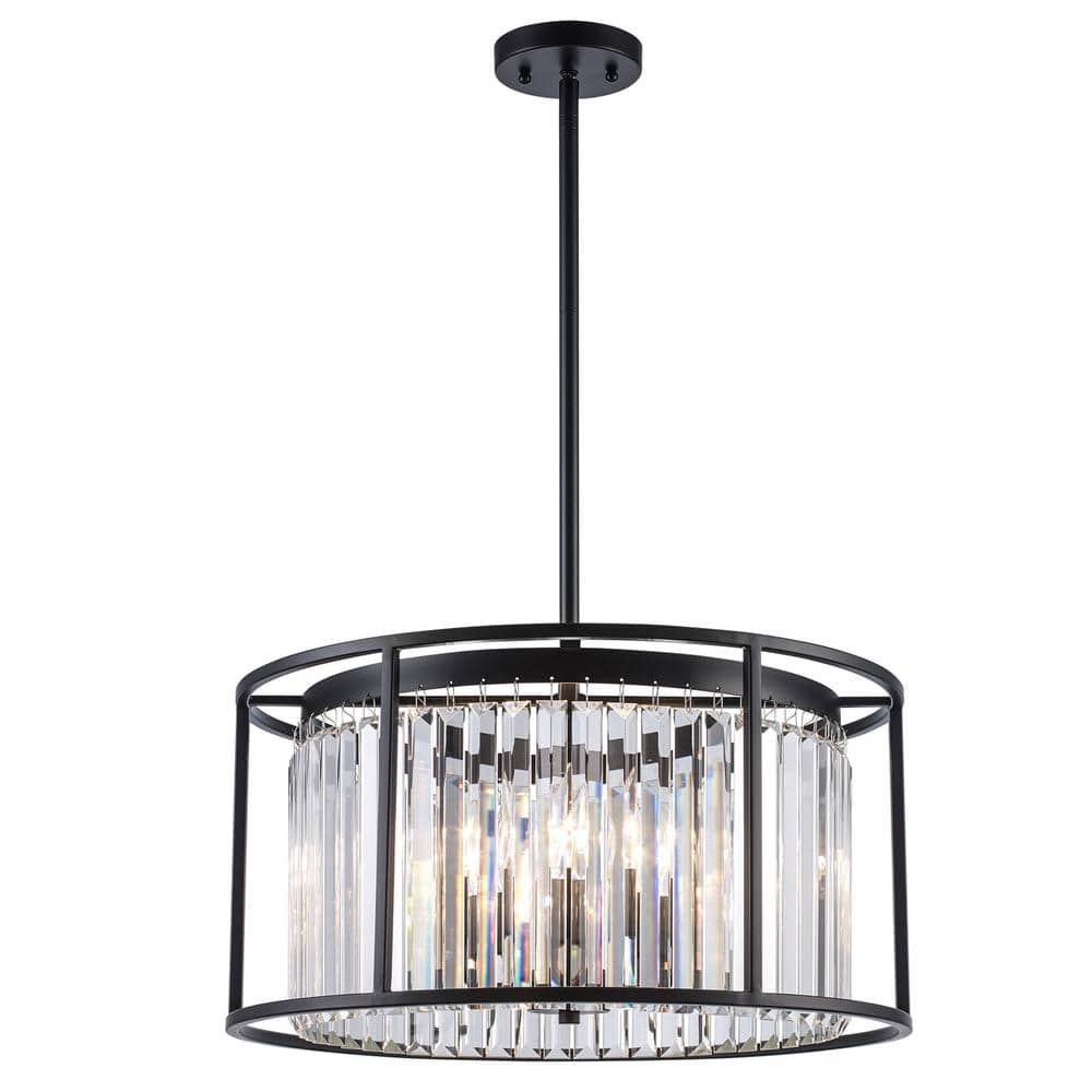 Hampton Bay Briarleigh 5Light Black and Crystal Pendant Light Fixture