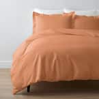 Company Cotton Terracotta Solid 300-Thread Count Cotton Percale King Duvet Cover