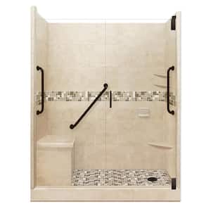 Tuscany Freedom Grand Hinged 30 in. x 60 in. x 80 in. Right Drain Alcove Shower Kit in Brown Sugar and Old Bronze
