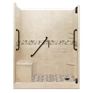 Tuscany Freedom Grand Hinged 34 in. x 60 in. x 80 in. Right Drain Alcove Shower Kit in Brown Sugar and Old Bronze