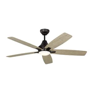 Lowden 52 in. LED Indoor/Outdoor Aged Pewter Ceiling Fan with Light Kit, Remote Control and Reversible Motor