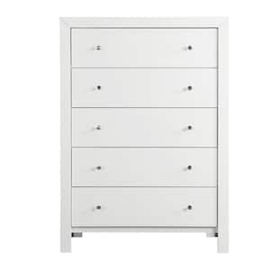 Burlington 5-Drawers White Chest of Drawers 34 in. L x 17 in. W x 48 in. H