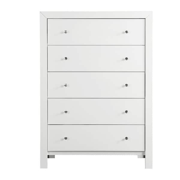 Camaflexi Shaker Style 5-Drawers White Chest of Drawers 48.75 H x 34.5 W x  19.25 D SHK203 - The Home Depot