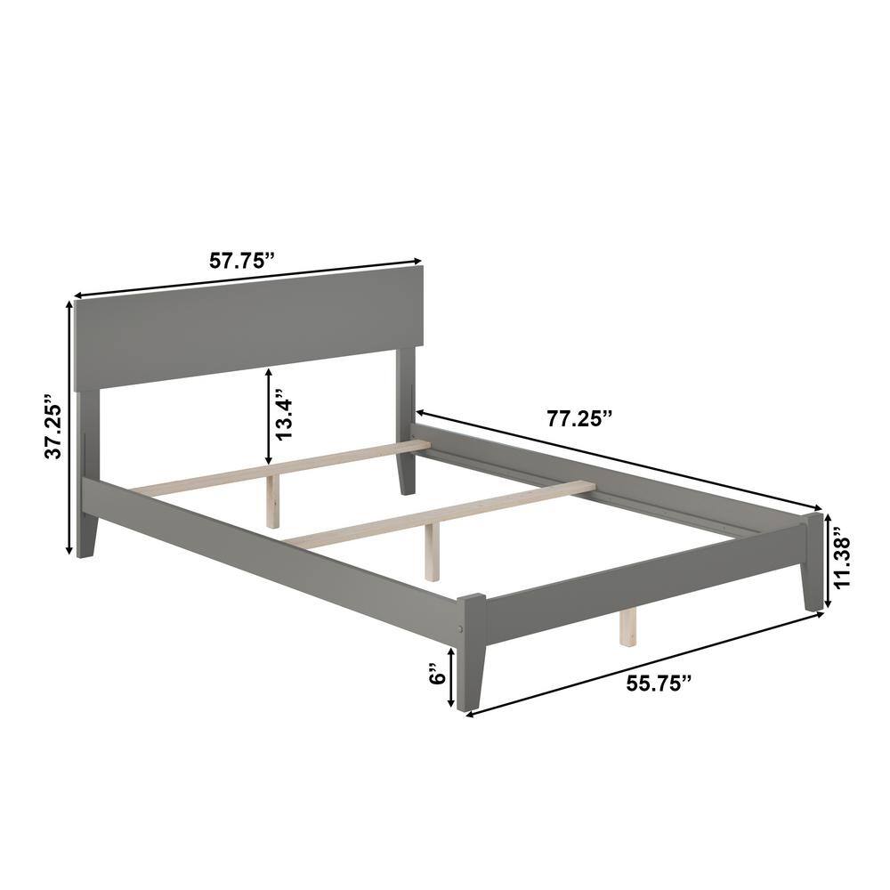 Orlando Gray Full Size Wood Bed with Headboard and Slats