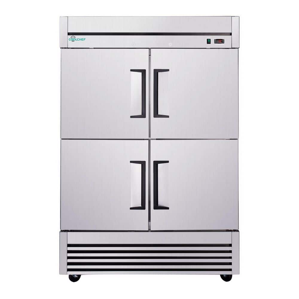 54 in. 49 cu. ft. Auto Defrost Commercial Reach-In Upright Refrigerator in Stainless Steel with 4-Solid Door