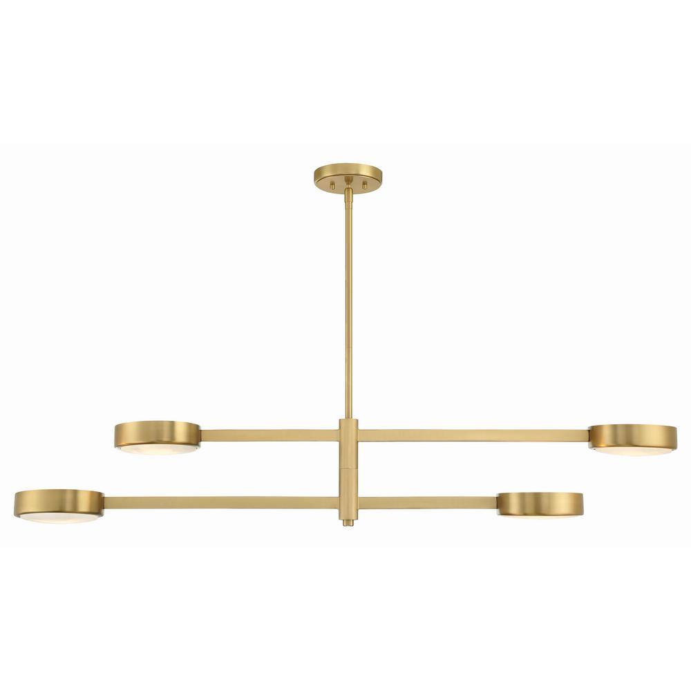 Modern Gold 4-Light Adjustable Alabaster Stone Chandelier
