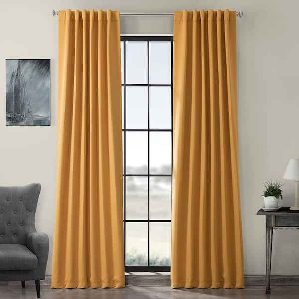 Exclusive Fabrics & Furnishings Marigold Polyester Room Darkening Curtain - 50 in. W x 108 in. L Rod Pocket with Back Tab Single Curtain Panel