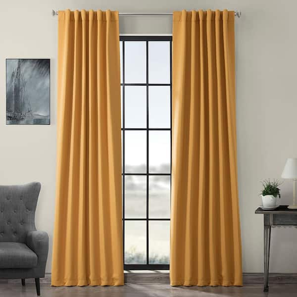 Exclusive Fabrics & Furnishings Marigold Polyester Room Darkening Curtain - 50 in. W x 120 in. L Rod Pocket with Back Tab Single Curtain Panel