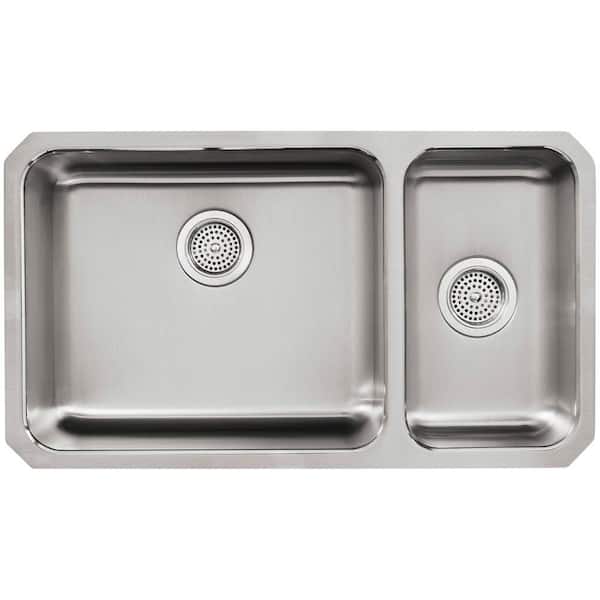 Undertone Undercounter Stainless Steel 31.5 in. 0 hole Double Basin Kitchen Sink