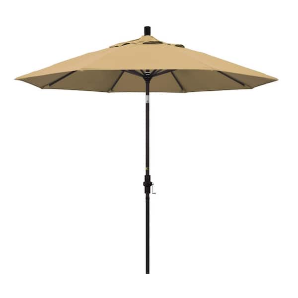 California Umbrella 9 ft. Aluminum Collar Tilt Patio Umbrella in Champagne Olefin