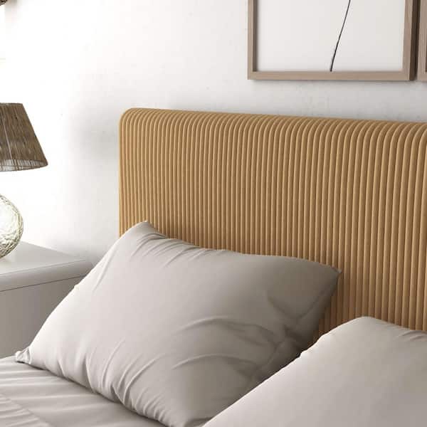 Furniture of America Claude Yellow Fabric Frame Queen Platform Bed Removable Corduroy (Cover Only)