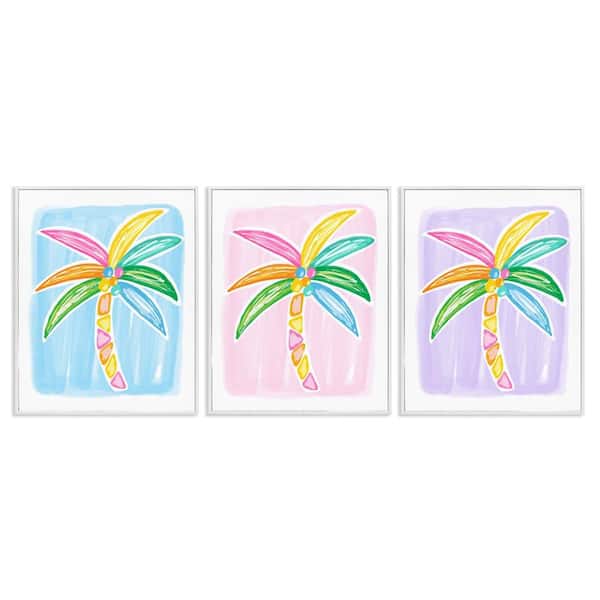 Fun Summer Palms by Lisa Nohren 3-Pieces White Framed Nature Giclee Art Print 30 in. x 24 in.
