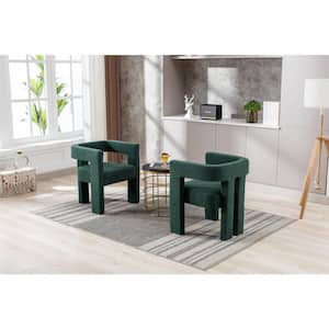 Modern Emerald Polyester Fabric Goat Shaped Accent Chair Set of 2