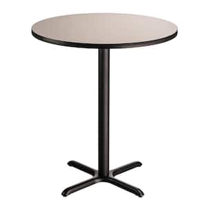 36 in. Round Composite Wood Cafe Table, 42 in. Height, Grey Nebula Laminate Top and Black X-Base