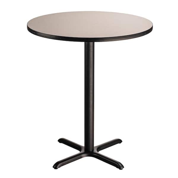 National Public Seating 36 in. Round Composite Wood Cafe Table, 42 in. Height, Grey Nebula Laminate Top and Black X-Base