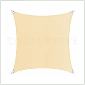 16 ft. x 16 ft. 260 GSM Reinforced (Super Ring) Beige Square Sun Shade Sail Screen Canopy, Patio and Pergola Cover
