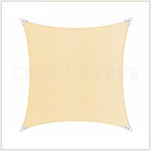 20 ft. x 20 ft. 260 GSM Reinforced (Super Ring) Beige Square Sun Shade Sail Screen Canopy, Patio and Pergola Cover