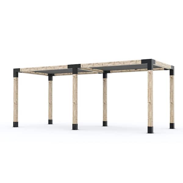 10 ft. x 22 ft. Double Pergola Kit with 2 Graphite Shade Sails, for 6x6 Wood