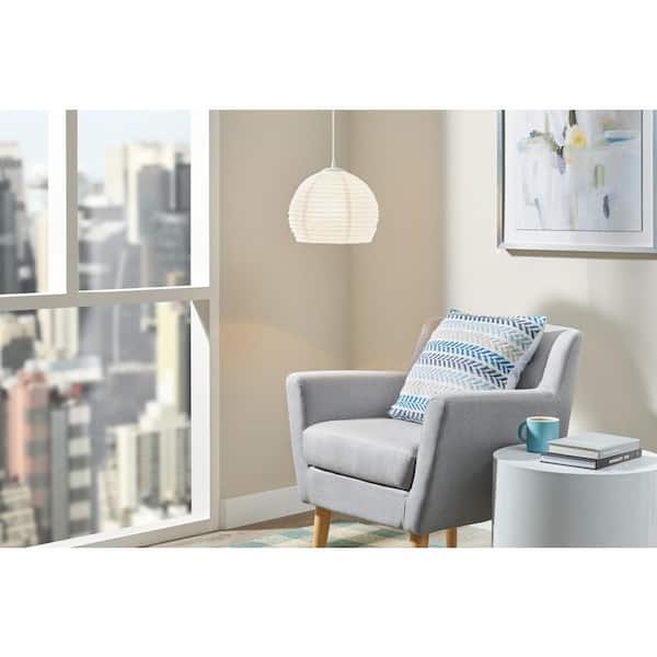 Hampton Bay Elmore 1-Light White Pendant Light with Paper Shade