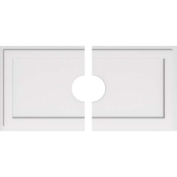 Ekena Millwork 38 in. W x 19 in. H x 6 in. ID x 1 in. P Rectangle Architectural Grade PVC Contemporary Ceiling Medallion (2-Piece)