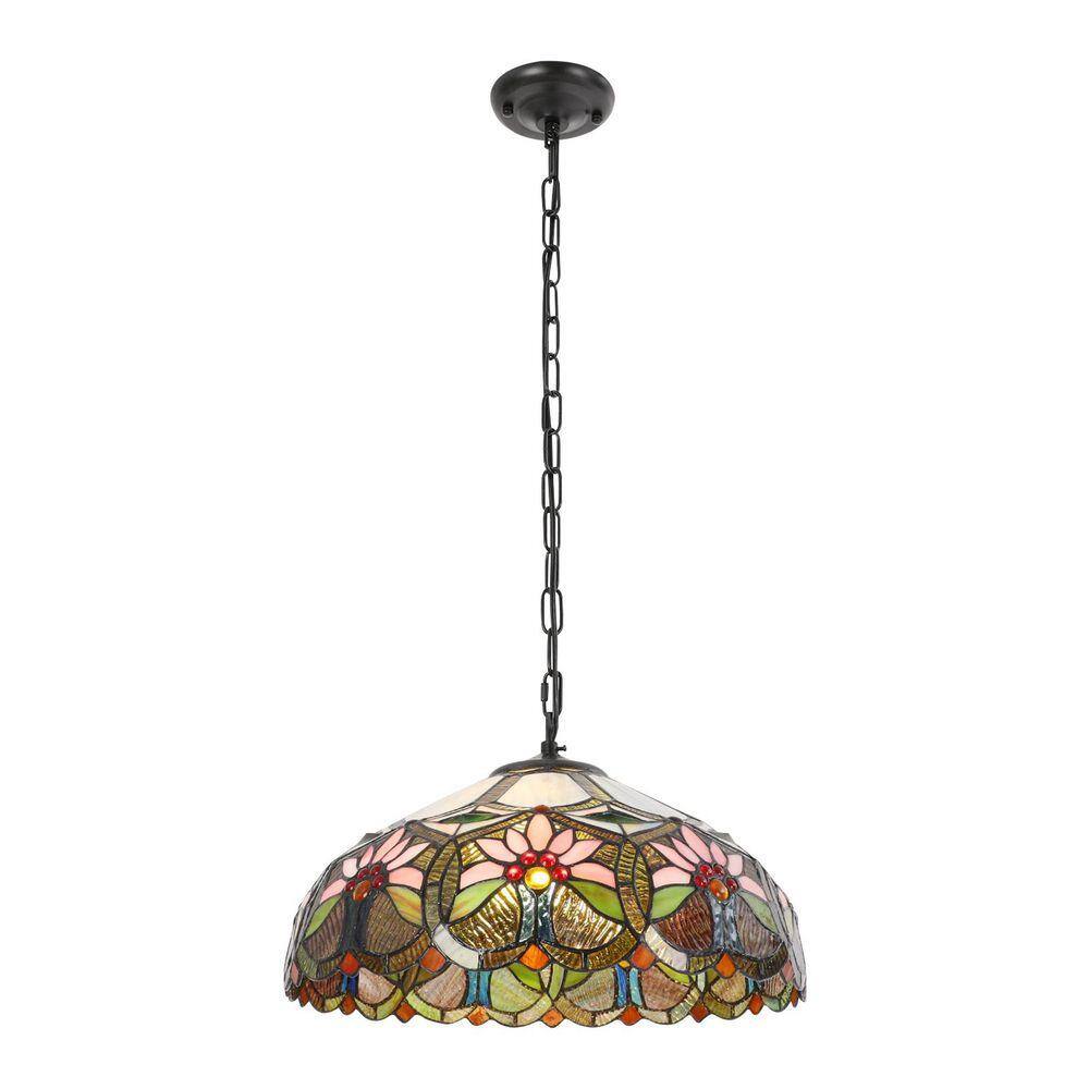 OUKANING 2-Light Multi-Color Retro Shaded Pendant Light with Glass