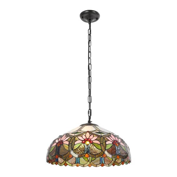 OUKANING 2-Light Multi-Color Retro Shaded Pendant Light with Glass