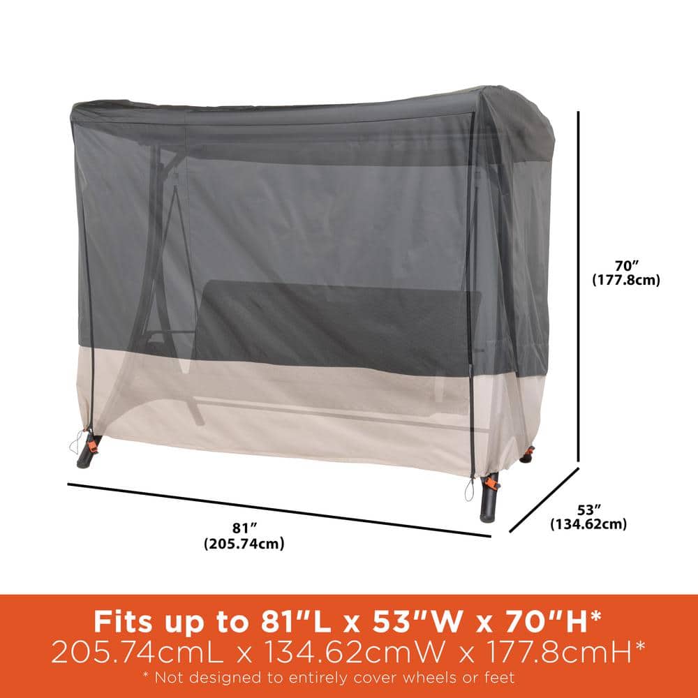 Gray Two-Tone Weather-Resistant Patio Swing Cover, 81"L x 52"W x 70"H