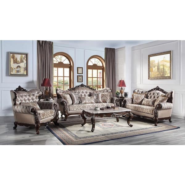 Acme Furniture Benbek 92 in. Round Arms Fabric Straight 3-Seater