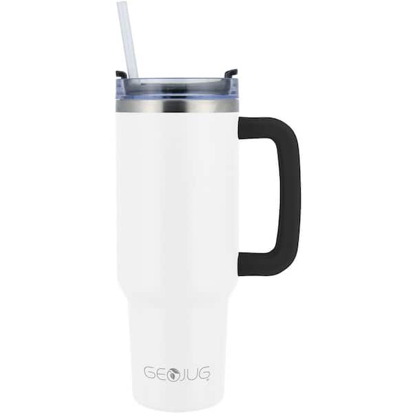 Brentwood Geojug 40 Oz. Insulated Cream Stainless Steel Tumbler with Lid and Straw