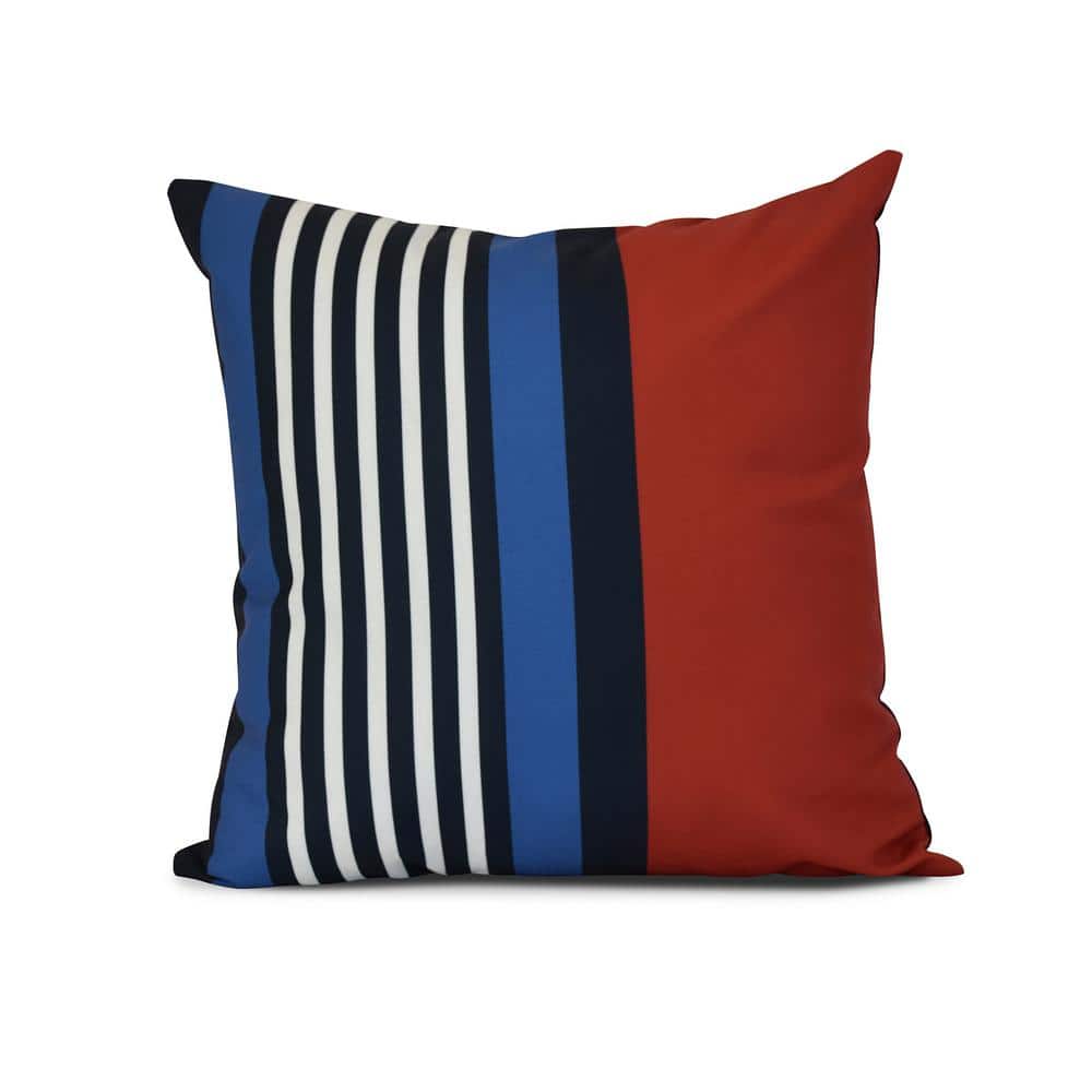 Beach Shack Red Striped 17 in. x 17 in. Throw Pillow