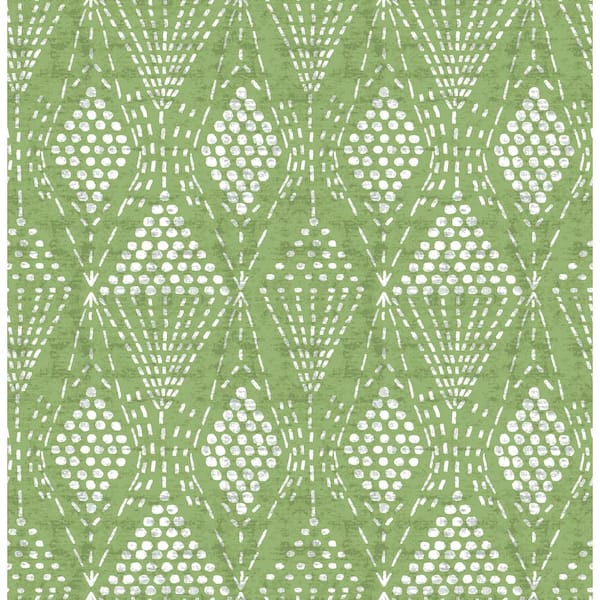 A-Street Prints Grady Green Dotted Geometric Wallpaper Sample