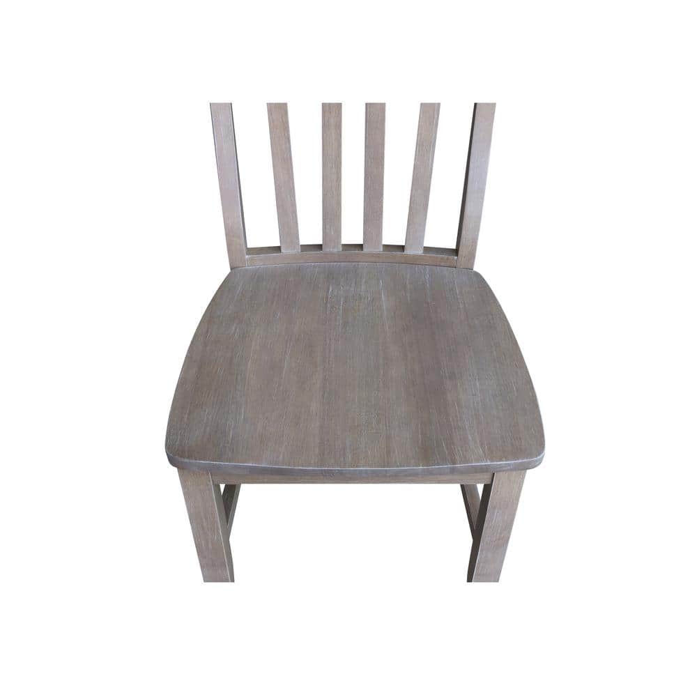 Washed Gray Taupe 36" Round Extension Dining Table with 4 Cafe Chairs