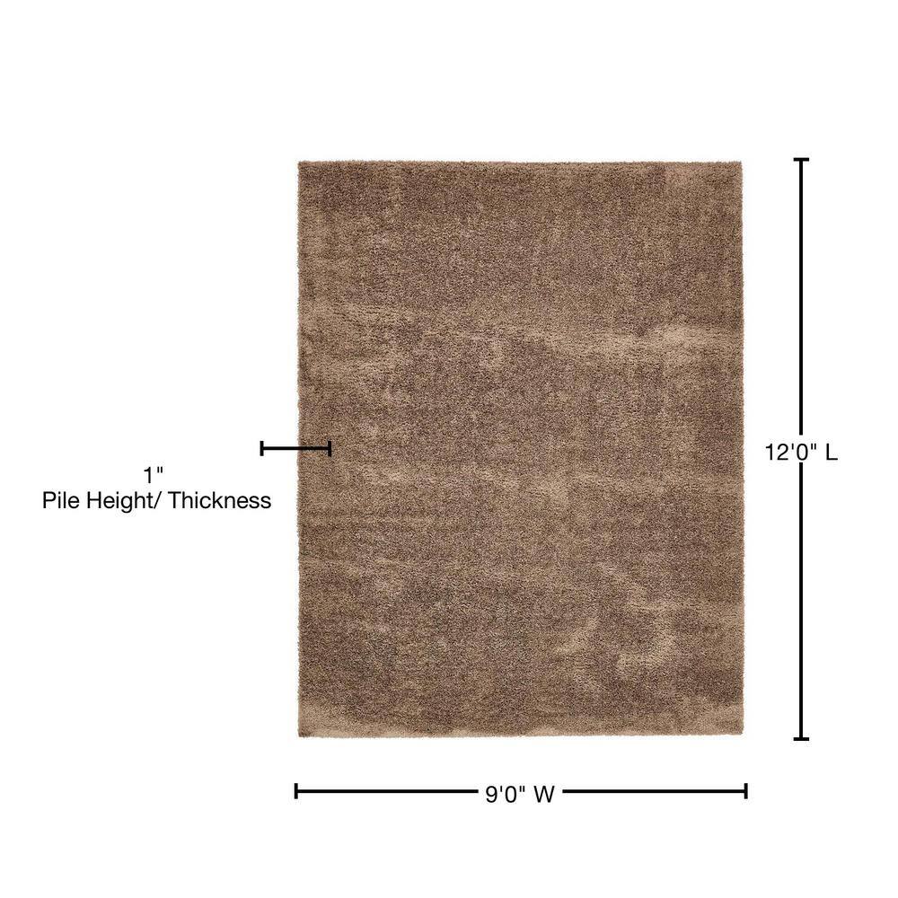 Brown Plush Shag Area Rug 9' x 12' Rectangle