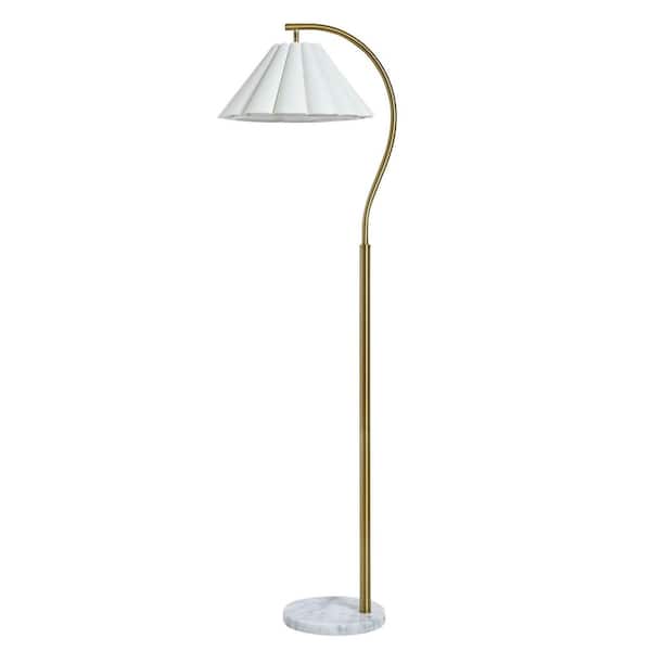 Penelope 64 in. Polished Brass 1-Light Standard Floor Lamp with Beige Linen Shade