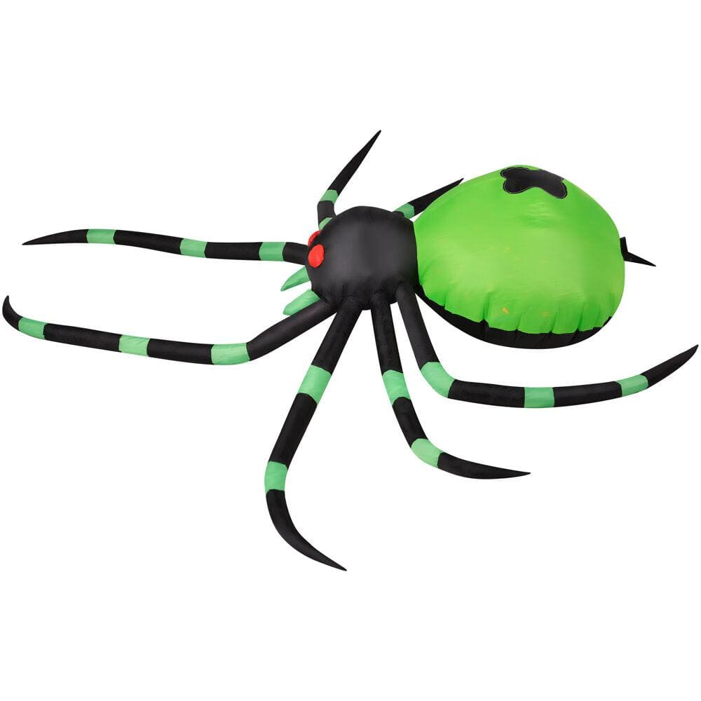Giant 6.5-ft Green and Black Inflatable Spider with LED Lights