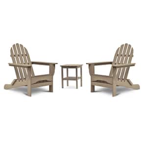 Icon Weathered Wood Recycled Plastic Adirondack Chair with Side Table (2-Pack)