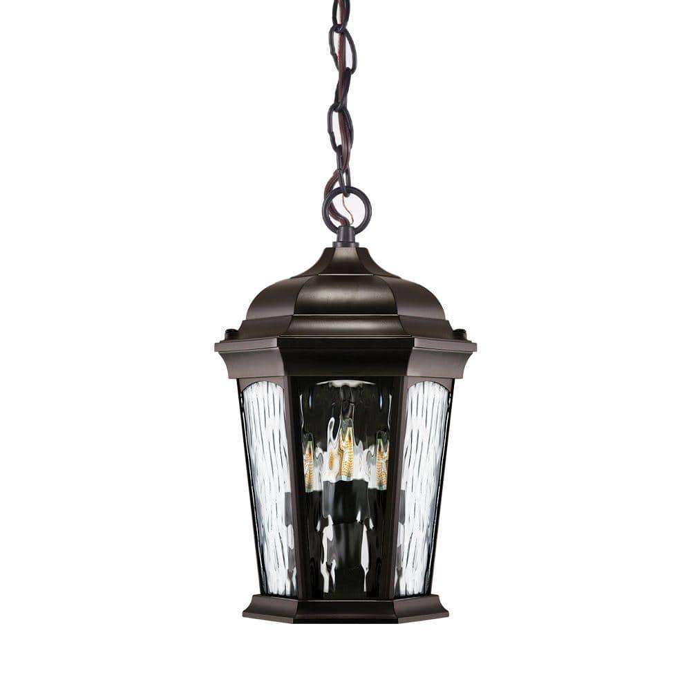 Hanging Flame 4-Light Bronze Finish with Water Glass Lens LED Outdoor Pendant Light with Integrated LED price history on PriceWatchPro