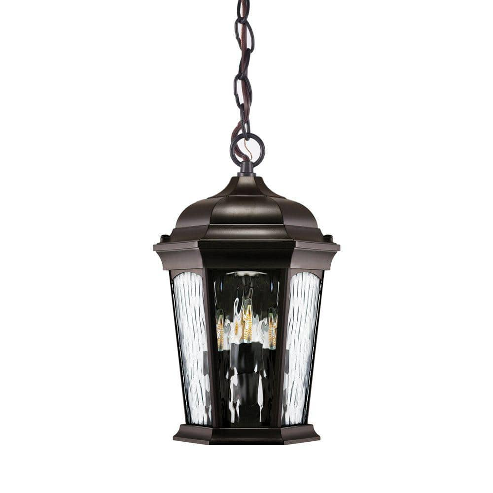 Euri Lighting Hanging Flame 4-Light Bronze Finish with Water Glass Lens LED  Outdoor Pendant Light with Integrated LED EHL-130W-MD - The Home Depot