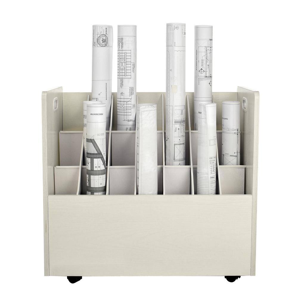 White Mobile Rolling Particle Board Blueprint Roll File Organizer