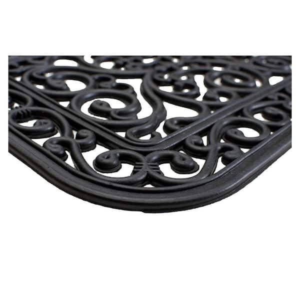 Black 30 in. x 18 in. Rubber Non-Slip Indoor/Outdoor Door Mat