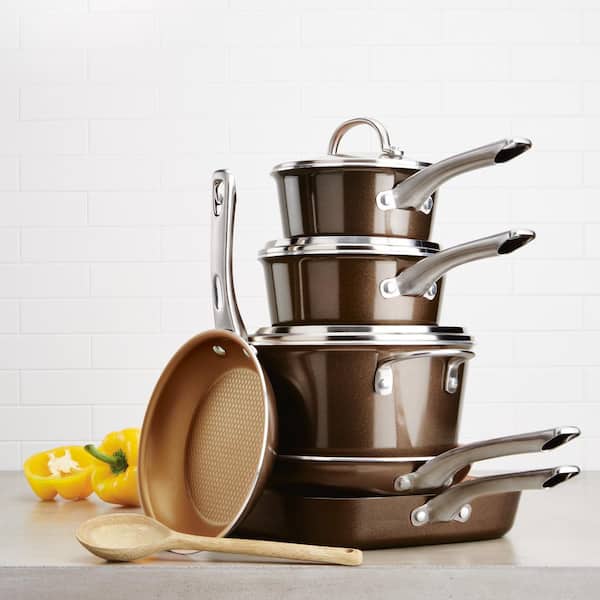 Denmark 10-piece Stainless Steel Cookware Set - Copper Accents