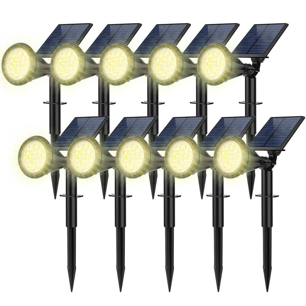 Modern Adjustable Design, Warm White ABS Plastic Solar Spotlight 10-Pack, 2-in-1 Waterproof Wall Lights for Garden price history on PriceWatchPro