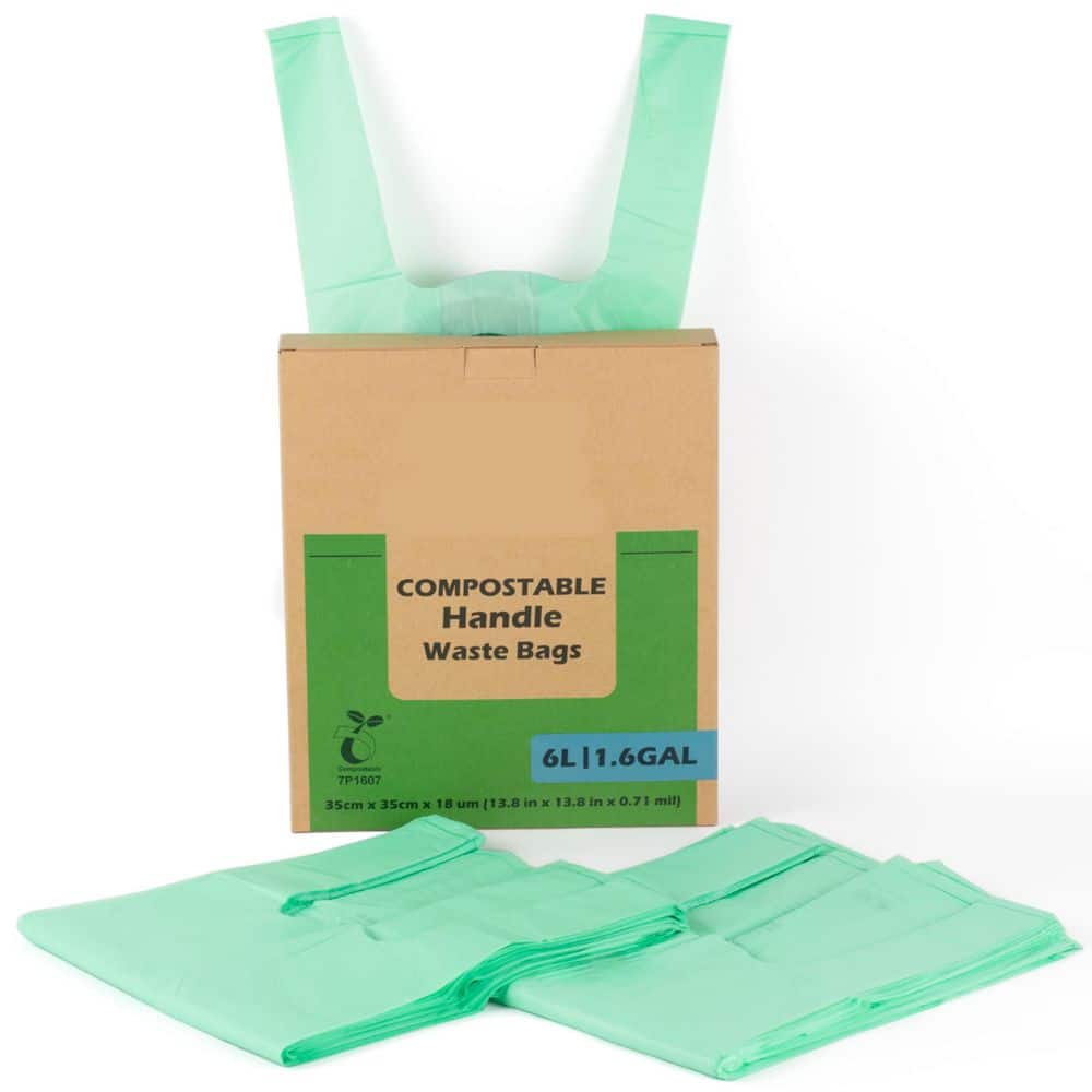 100% Compostable Trash Bags with Tie Handles, 1.6 Gal., 150-Count, EN13432 Certified for Kitchen Waste price history on PriceWatchPro