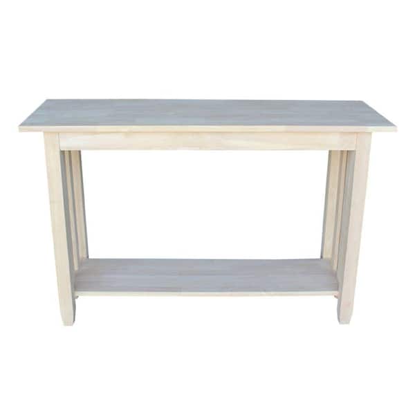 International Concepts 48 in. Unfinished Standard Rectangle Wood Console Table with Storage