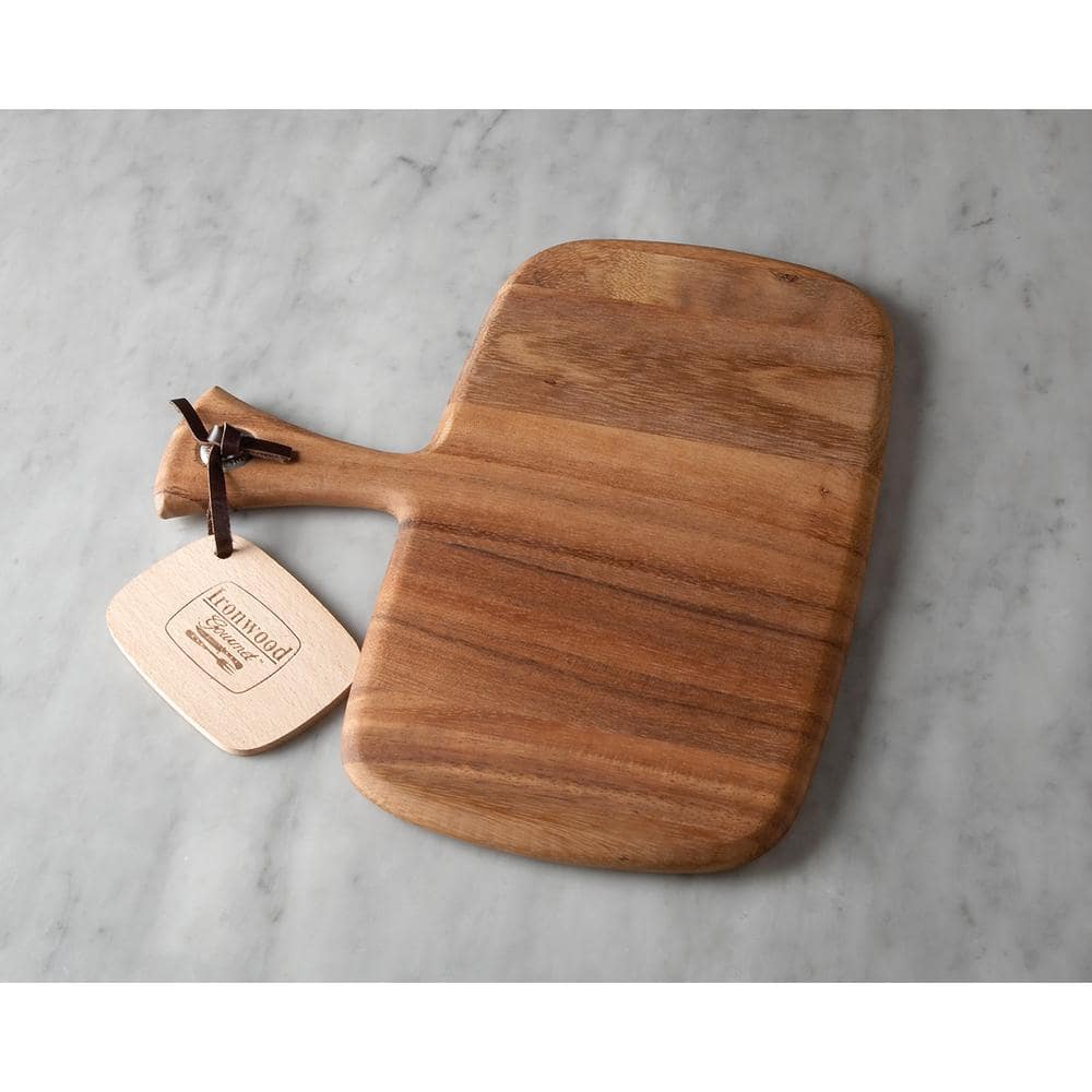 Acacia Wood Small Rectangular Paddle Board with Grommet