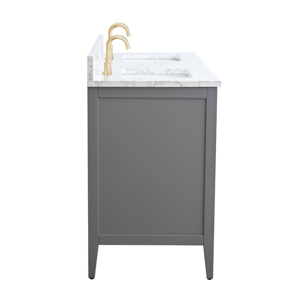 72'' Cashmere Gray Double Bathroom Vanity with Engineered Marble Top