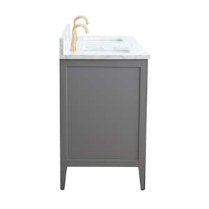 72 in. W x 22 in. D x 34 in. H Double Sink Bathroom Vanity Cabinet in Cashmere Gray with Engineered Marble Top