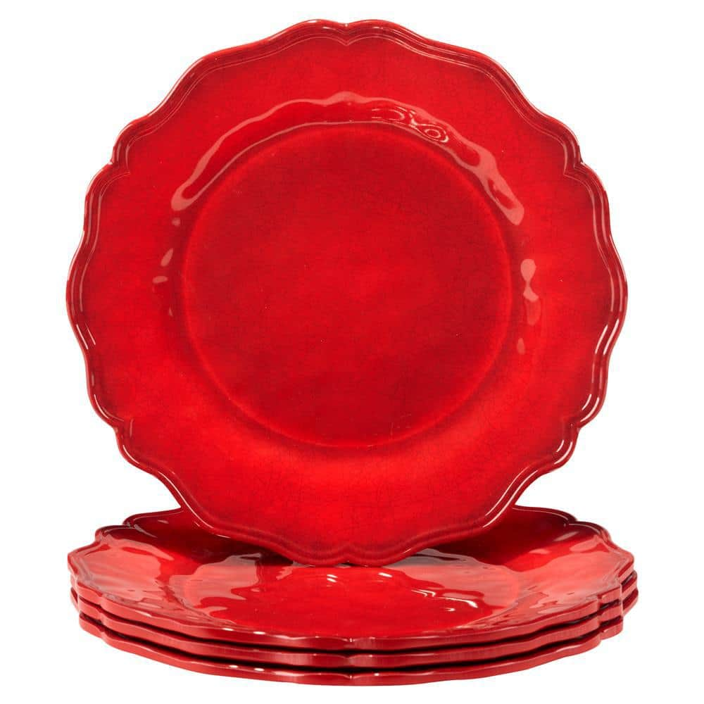 Certified International Red Crackle Dinner Plate (Set of 4)