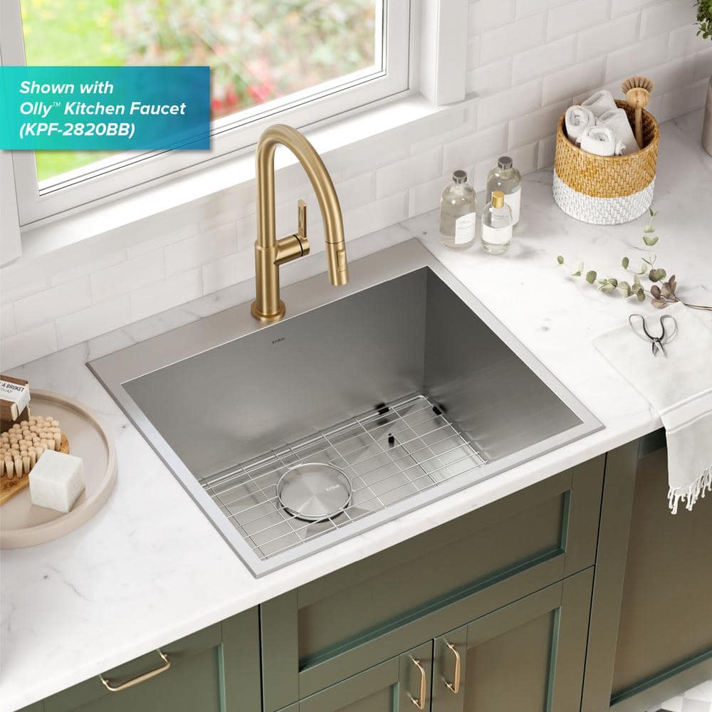 KRAUS Standart PRO 25" Drop-In 16 Gauge Stainless Steel Utility Sink