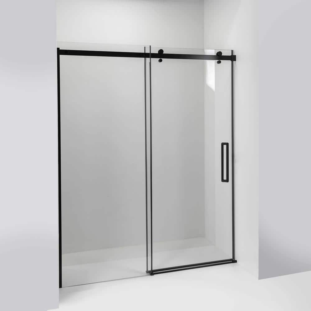 Primo 78" x 48" Frameless Black Glass Shower Door